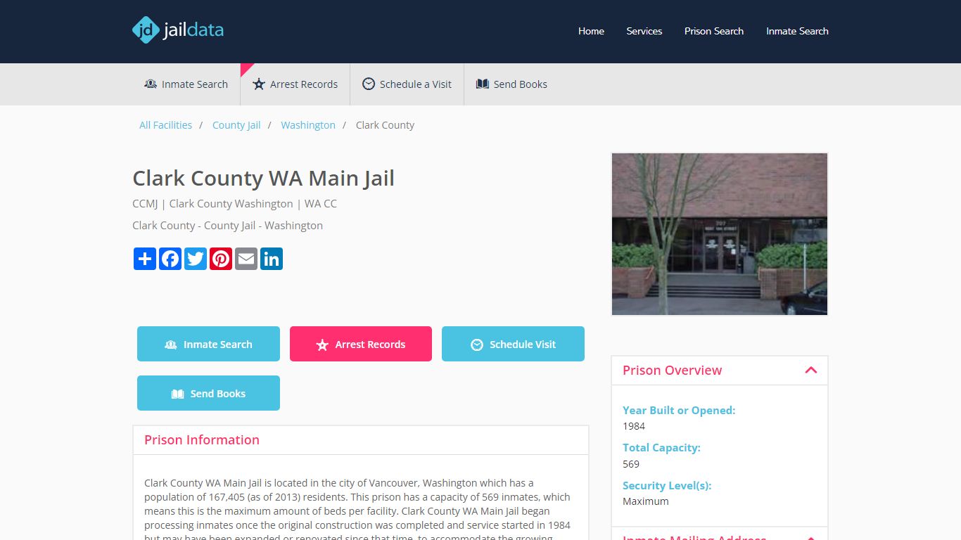 Clark County WA Main Jail Inmate Search and Prisoner Info - Vancouver, WA